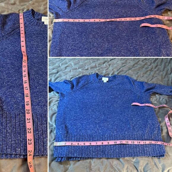 Old Navy Rib Knit Trim Marled Sweater Crew Neck Royal Blue S - Picture 10 of 11